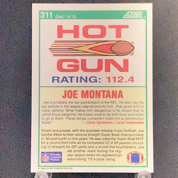 1990 Score Joe Montana Football Card!! - Picture 2 of 2